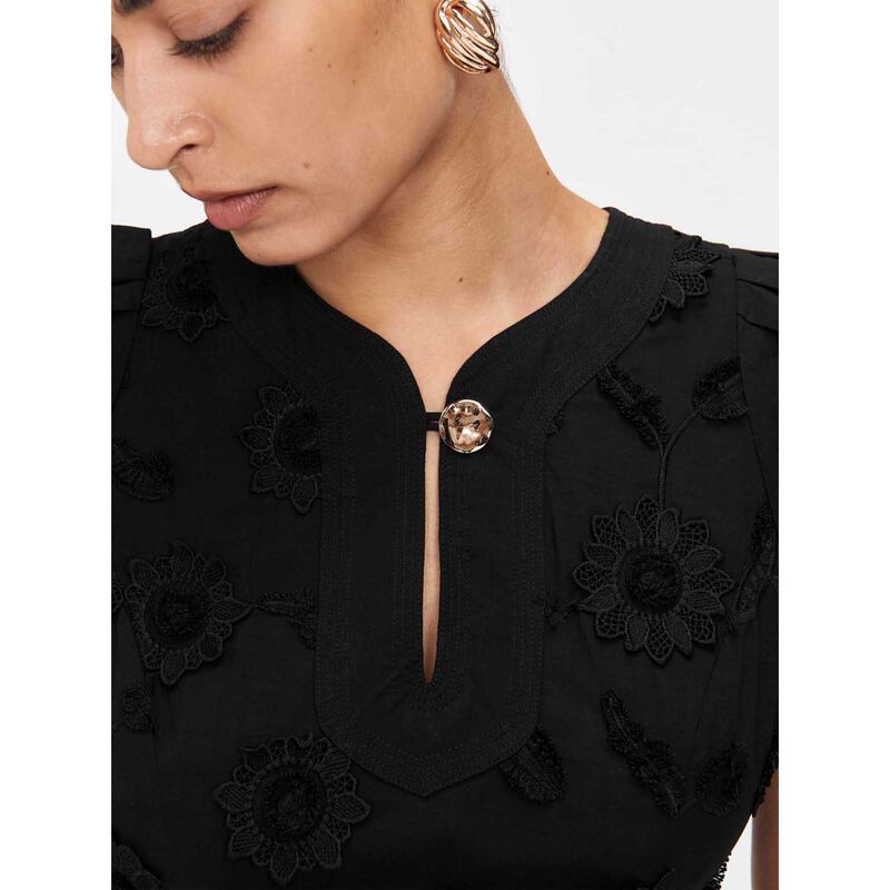 Veronika Maine Sunflower Embroidered Cotton Midi Dress image number 6